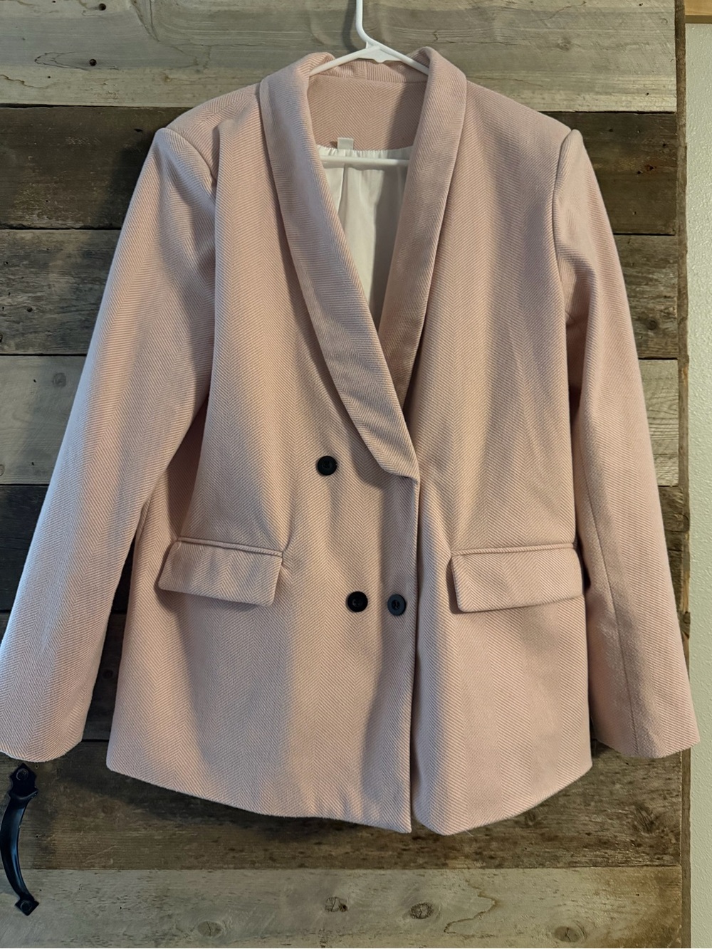 Womens Double-Breasted Blazer Jacket - Blush Pink